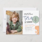 Boys Dinosaur Thema Birthday Party Custom Photo Kaart (Voorkant)