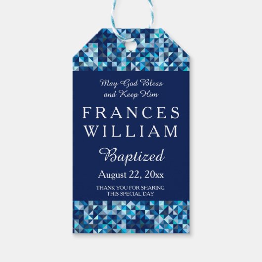 Boy's doop doop Geometrisch kruis Cadeaulabel (Voorkant)