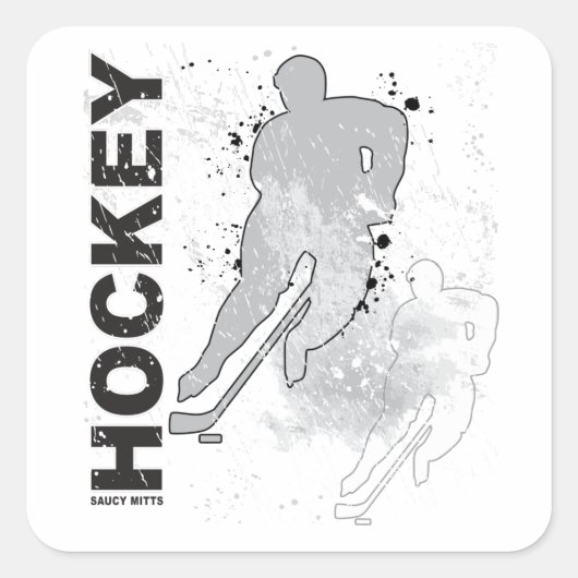 Boys Double Vision Hockey Player Vierkante Sticker (Voorkant)