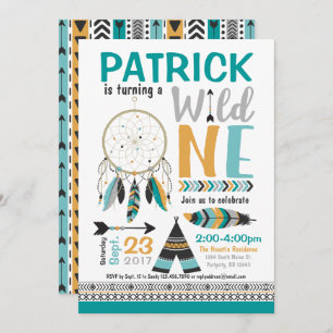 Boys Drocatcher Wild ONE 1e verjaardag Uitnodiging