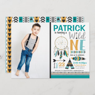 Boys Drocatcher Wild ONE 1e verjaardag Uitnodiging