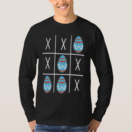 Boys Easter Eggs Tic Tac Toe XO XO 2023 Easter T-shirt (Voorkant)