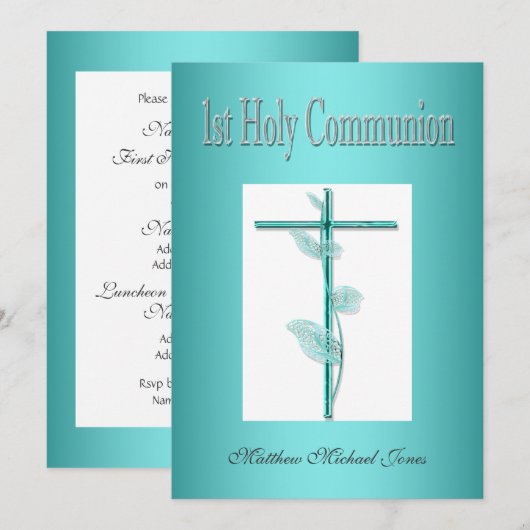Boys eerste heilige communiqué blauw kaart (Voorkant / Achterkant)