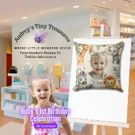 Boy's eerste verjaardag-Oerwoud Safari Sierkussen