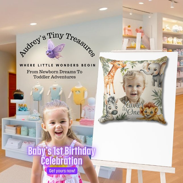 Boy's eerste verjaardag-Oerwoud Safari Sierkussen (Creator heeft geüpload)