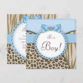 Boys Elegant Safari Baby shower Kaart (Voorkant / Achterkant)