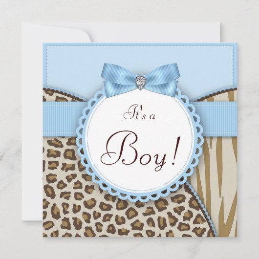 Boys Elegant Safari Baby shower Kaart (Voorkant)