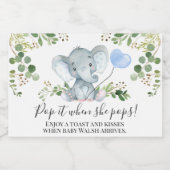 Boy's Elephant Baby shower Mousserende Wijn Label Sparkling Wijnetiket (Enkel label)
