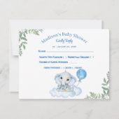 Boy's Elephant Baby shower Response Kaart (Voorkant)