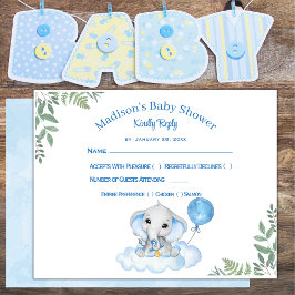 Boy's Elephant Baby shower Response Kaart