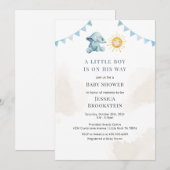 Boys Elephant Sunshine Waterverf Baby shower Kaart (Voorkant / Achterkant)