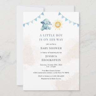 Boys Elephant Sunshine Waterverf Baby shower Kaart