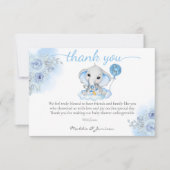 Boy's Elephant Waterverf Bloemen Baby shower Bedankkaart (Voorkant)