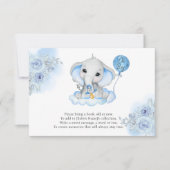 Boy's Elephant Waterverf Bloemen Baby shower RSVP Kaartje (Voorkant)