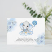 Boy's Elephant Waterverf Bloemen Baby shower RSVP Kaartje (Staand voorkant)