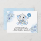 Boy's Elephant Waterverf Bloemen Baby shower RSVP Kaartje (Voorkant / Achterkant)