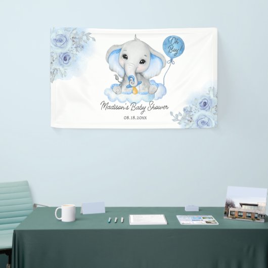 Boy's Elephant Waterverf Bloemen Baby shower Spandoek (Beurs)