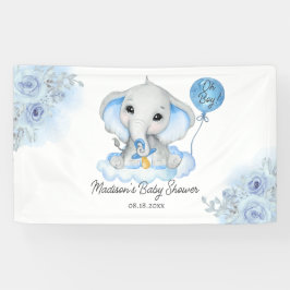 Boy's Elephant Waterverf Bloemen Baby shower Spandoek