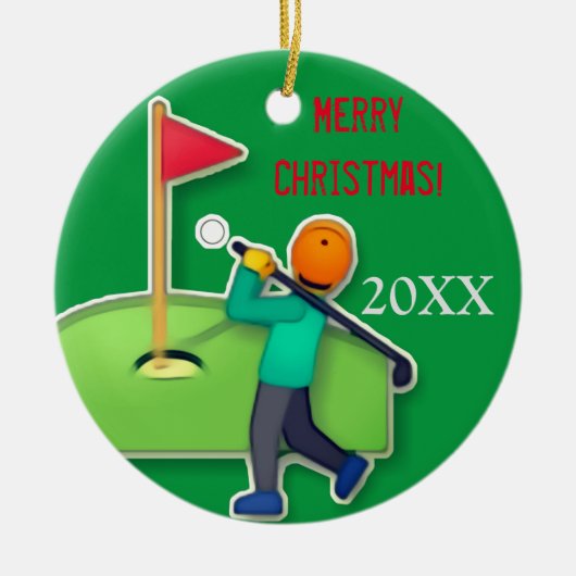 Boys emoji golfgroene kerst keramisch ornament (Voorkant)