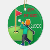 Boys emoji golfgroene kerst keramisch ornament (Links)