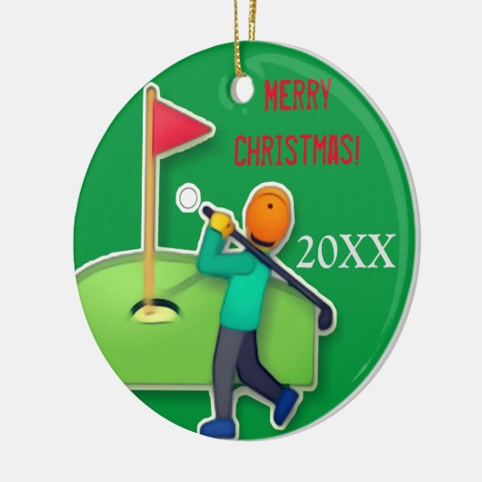 Boys emoji golfgroene kerst keramisch ornament (Links)