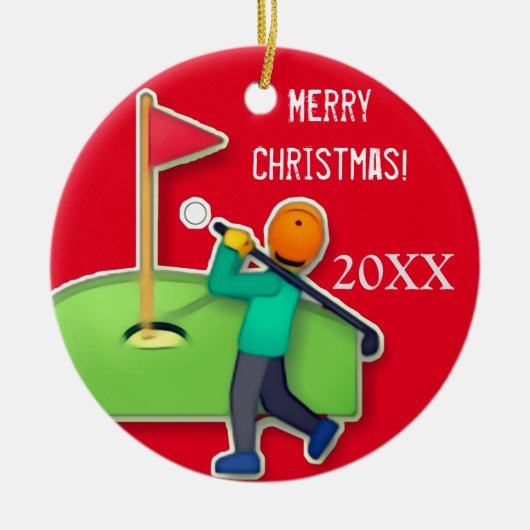 Boys emoji golfkerst keramisch ornament (Voorkant)