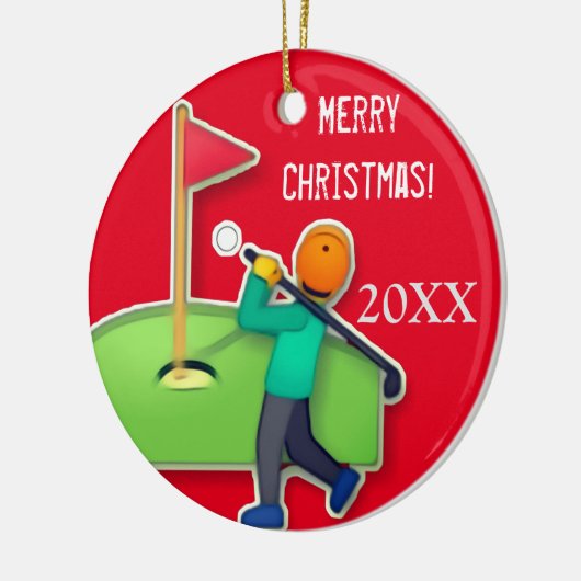 Boys emoji golfkerst keramisch ornament (Links)