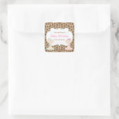 Boys- en meisjesgiraffe Roze & Blauwe Shower-boeke Vierkante Sticker (Tas)