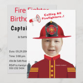 Boys Face in Hole Firefighter Foto Birthday Kaart (Voorkant / Achterkant)