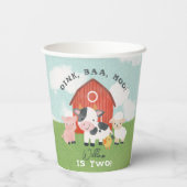 Boys Farm Animal Barnyard Cute 2nd Birthday Papieren Bekers (Achterkant)