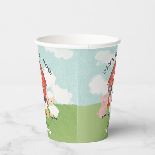 Boys Farm Animal Barnyard Cute 2nd Birthday Papieren Bekers (Rechts)
