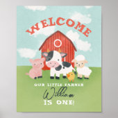 Boys Farm Animal Kids Birthday Welcome  Poster (Voorkant)