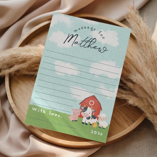 Boys Farm First Birthday Time Capsule Cards Kaart