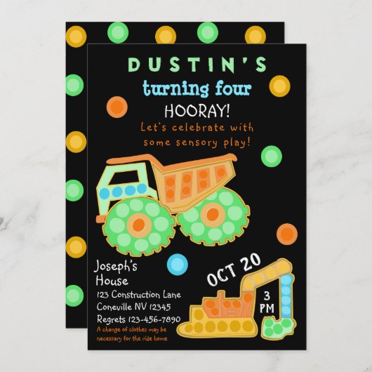 Boys Fidget Party Sensory Play Kaart (Voorkant / Achterkant)