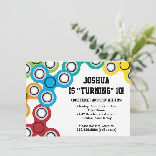 Boy's Fidget Spinner verjaardagsfeestje Kaart (Staand voorkant)