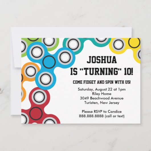 Boy's Fidget Spinner verjaardagsfeestje Kaart (Voorkant)