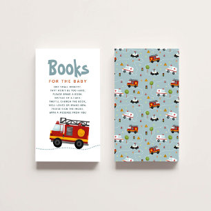 Boys Fire Engine Baby shower Boeken voor Baby Informatiekaartje
