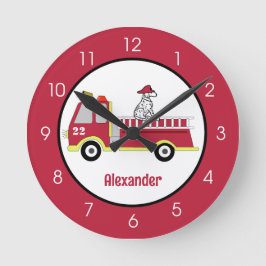 Boys Fire Engine Neursery Ronde Klok