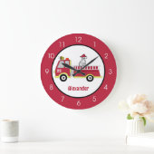 Boys Fire Engine Neursery Ronde Klok (Huis)