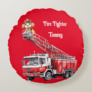 Boy's Fire Fighter Rond Kussen