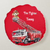Boy's Fire Fighter Rond Kussen (Achterkant)