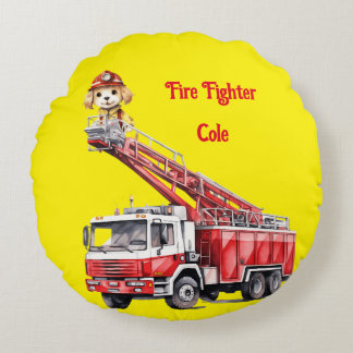Boy's Fire Fighter Rond Kussen