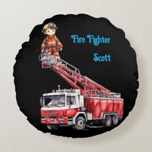 Boy's Fire Fighter Rond Kussen