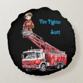 Boy's Fire Fighter Rond Kussen (Achterkant)