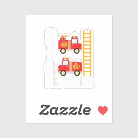 Boy's Fire Truck Fire Theme Big Brother Fire Engin Sticker (Vel)