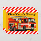 Boy's Fire Truck Party Uitnodiging Briefkaart (Voorkant / Achterkant)
