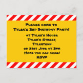 Boy's Fire Truck Party Uitnodiging Briefkaart (Achterkant)