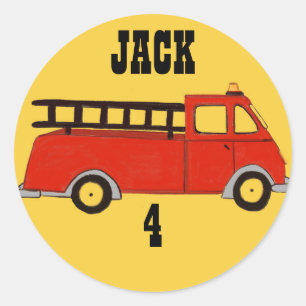 Boys Firehouse Fire Station Red Truck Ronde Sticker