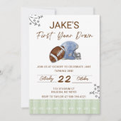 Boy's First Birthday, First Down Birthday Invite, Kaart (Voorkant)