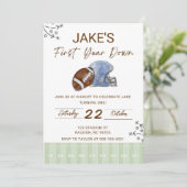 Boy's First Birthday, First Down Birthday Invite, Kaart (Staand voorkant)